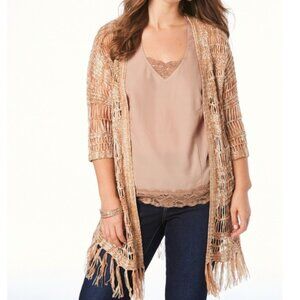 NWT FRINGE Bohemian Macrame Cardigan